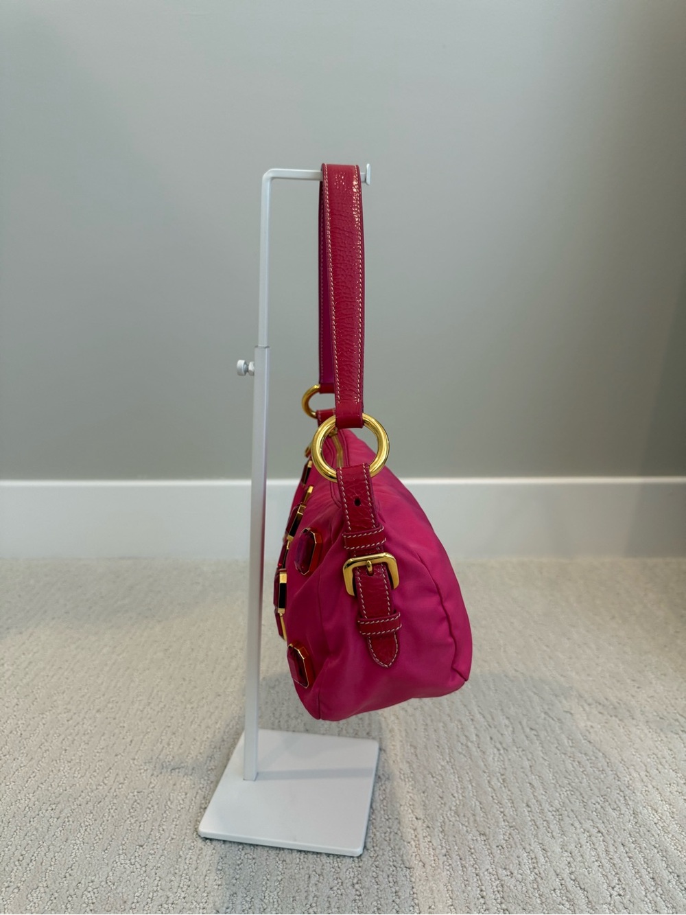 Prada Tessuto nylon jeweled crystal y2k shoulder bag - Picture 5 of 17